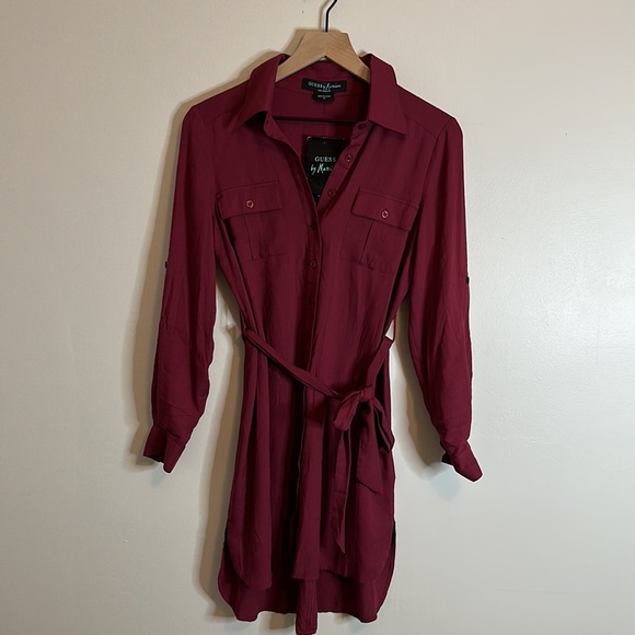 Guess by Marciano Dresses & Skirts - Guess by Marciano NWT Burgundy Button Down Dress - Size XS